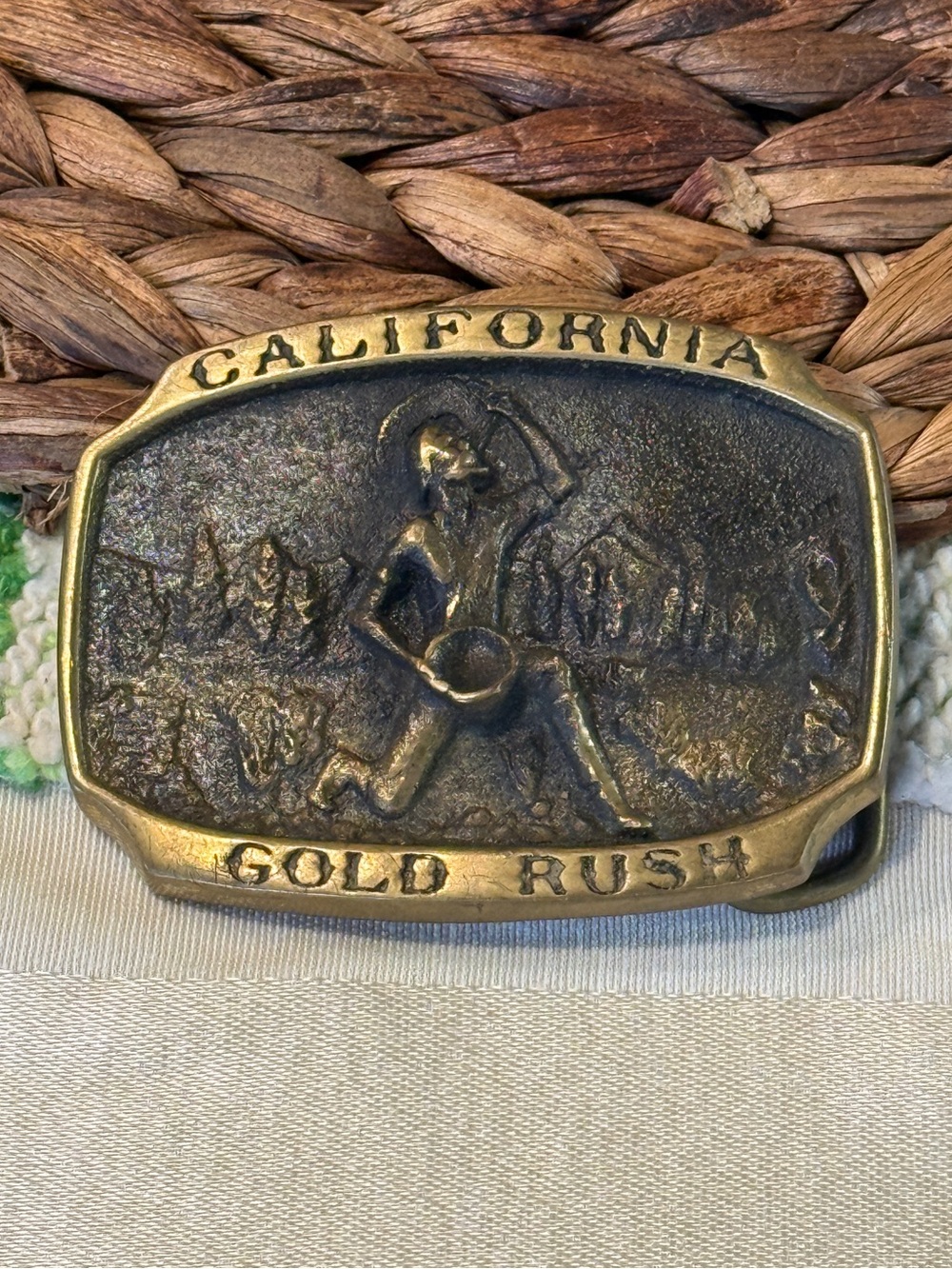 Heritage Mint "California Gold Rush" solid brass belt buckle